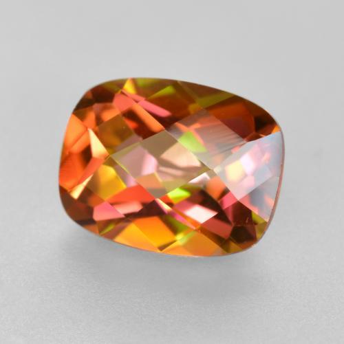 Quartzo místico multicolorido natural 1,88ct, almofada cortada, VVS-VS