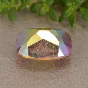 Quartzo místico multicolorido natural 1,65ct, almofada cortada, VVS-VS