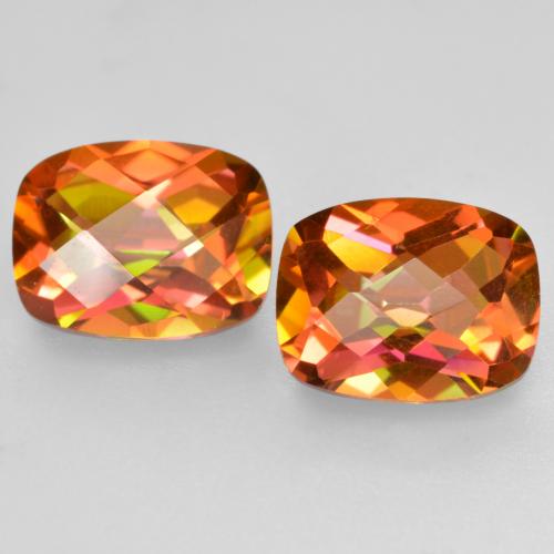 Pedras preciosas de quartzo místico multicolorido natural de 3,70 ct, almofada cortada, VS