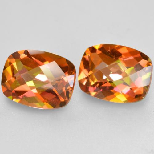 Pedras preciosas de quartzo místico multicolorido natural de 3,70 ct, almofada cortada, VS
