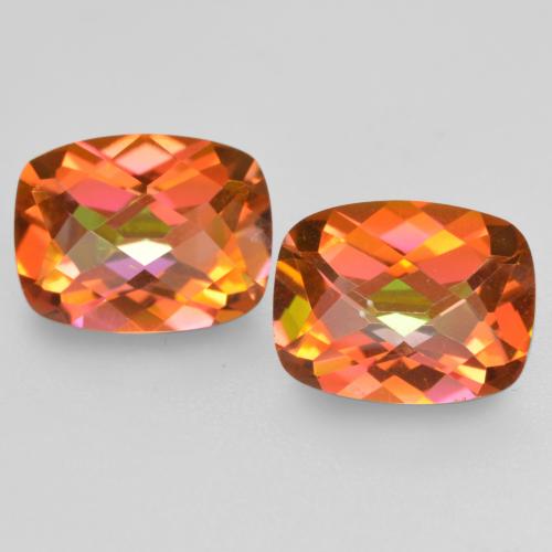 Pedras preciosas de Quartzo Místico Multicolorido natural de 3.44 ct, Almofada cortada, VS
