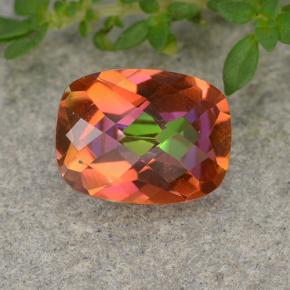 Quartzo místico multicolorido natural 1,62ct, almofada cortada, VVS-VS