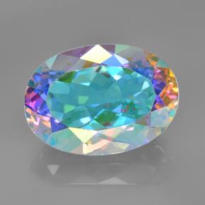Quartzo místico multicolorido natural 7,50ct, corte oval, VVS-VS