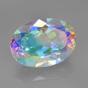 Quartzo místico multicolorido natural 7,50ct, corte oval, VVS-VS