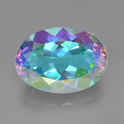 Quartzo místico multicolorido natural 7,37ct, corte oval, VVS-VS