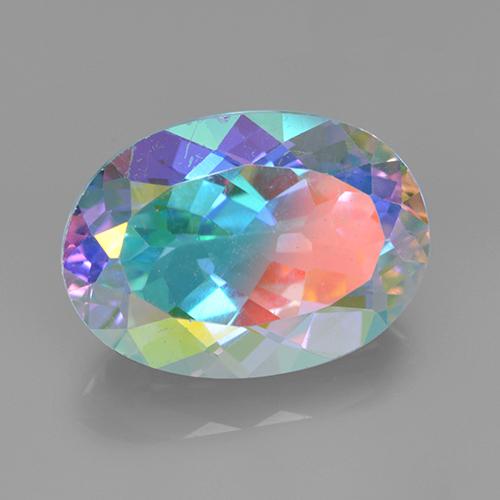 Quartzo místico multicolorido natural 7,37ct, corte oval, VVS-VS