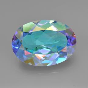 Quartzo místico multicolorido natural 6,06ct, corte oval, VVS-VS