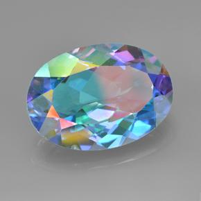Quartzo místico multicolorido natural 6,06ct, corte oval, VVS-VS