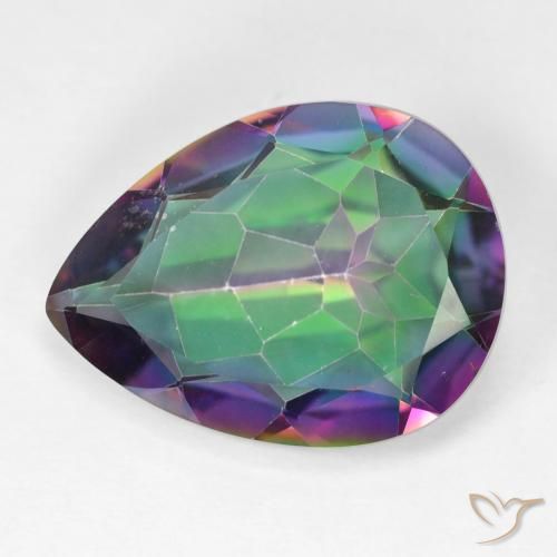 11.44ct Natural Multicolorido Quartzo Místico, Formato de pêra, VVS-VS