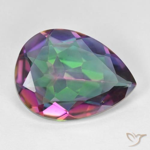 Quartzo místico multicolorido natural 11,31ct, formato de pêra, VVS-VS