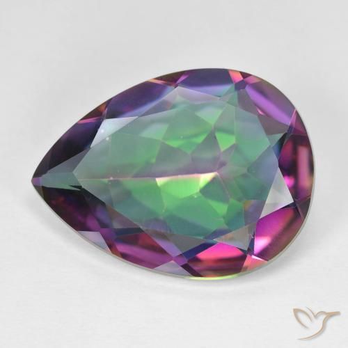 Quartzo místico multicolorido natural 11,31ct, formato de pêra, VVS-VS