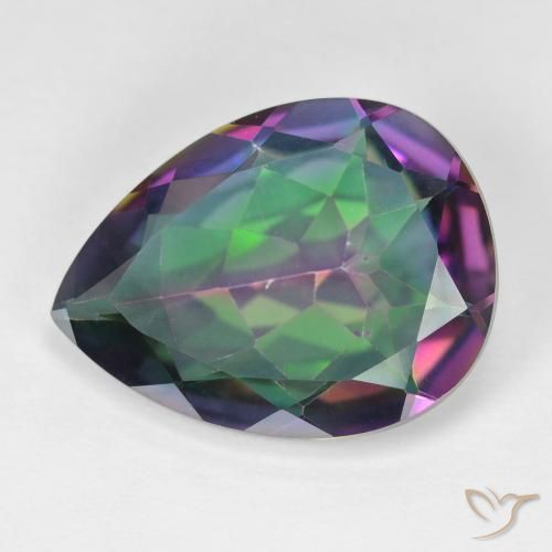 11.22ct Natural Multicolorido Quartzo Místico, Formato de pêra, VVS-VS