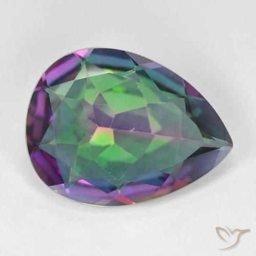 Quartzo Místico Multicolorido Natural 11.22ct, Formato de pêra, VVS-VS