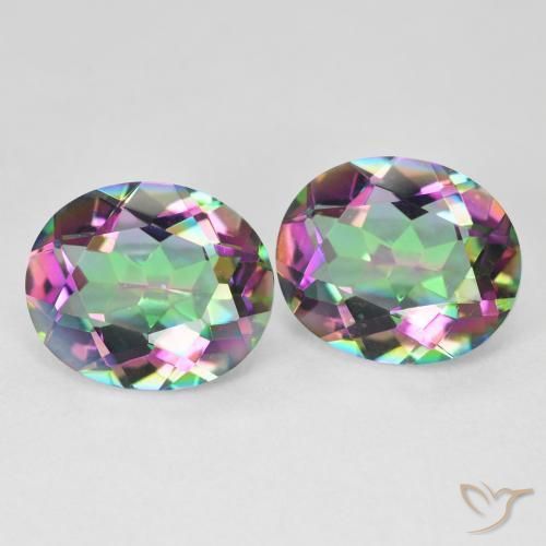 Pedras preciosas de Quartzo Místico Multicolorido natural de 9.09 ct, oval, VVS-VS