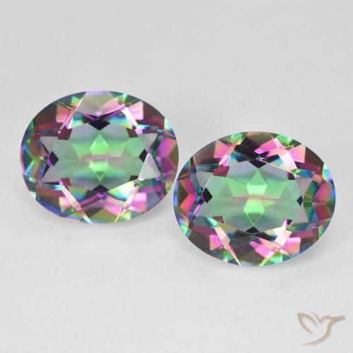 Pedras preciosas de Quartzo Místico Multicolorido natural de 9.18 ct, Corte Oval, VVS-VS