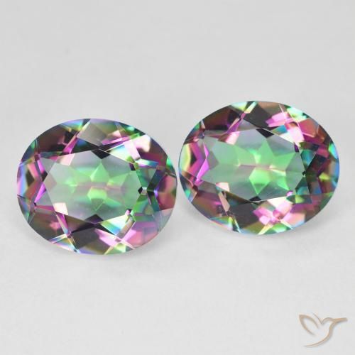 Pedras preciosas de Quartzo Místico Multicolorido natural de 9.18 ct, Corte Oval, VVS-VS