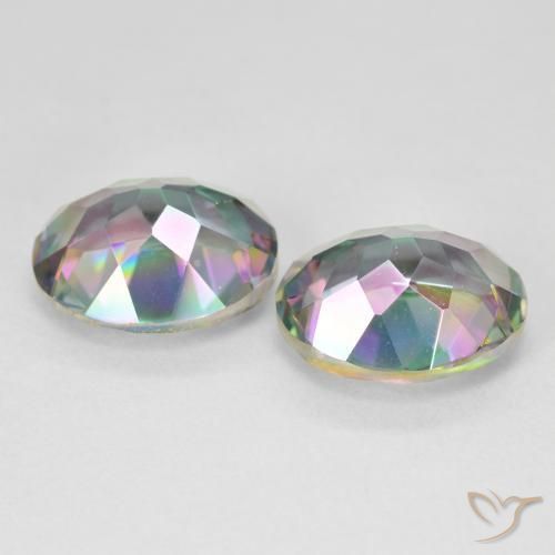 Pedras preciosas de Quartzo Místico Multicolorido natural de 9.18 ct, Corte Oval, VVS-VS