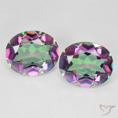 Pedras preciosas de quartzo místico multicolorido natural de 8,46 ct, corte oval, VVS-VS