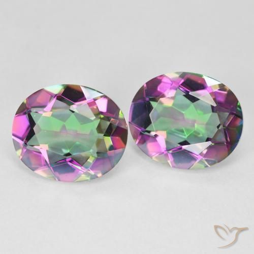 Pedras preciosas de quartzo místico multicolorido natural de 8,46 ct, corte oval, VVS-VS