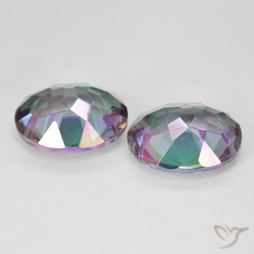 Pedras preciosas de quartzo místico multicolorido natural de 8,46 ct, corte oval, VVS-VS