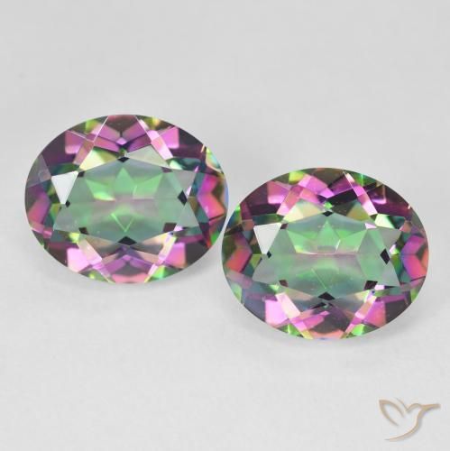 Pedras preciosas de quartzo místico multicolorido natural de 9,52 ct, corte oval, VVS-VS