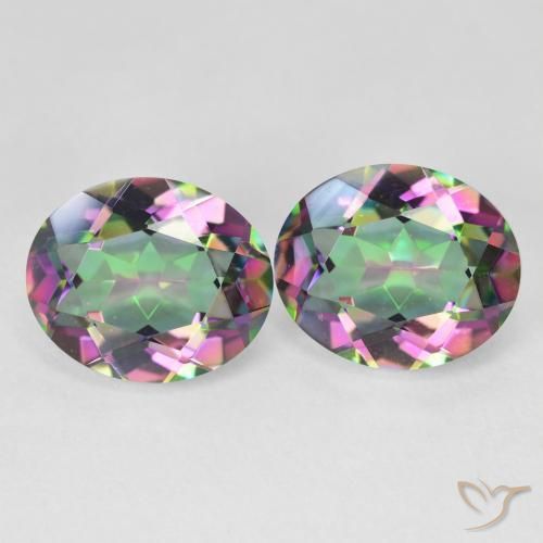 Pedras preciosas de quartzo místico multicolorido natural de 9,52 ct, corte oval, VVS-VS