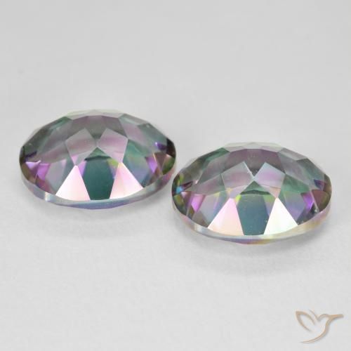 Pedras preciosas de quartzo místico multicolorido natural de 9,52 ct, corte oval, VVS-VS