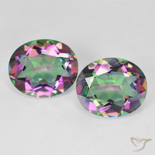 Pedras preciosas de quartzo místico multicolorido natural de 9,31 ct, corte oval, VVS-VS