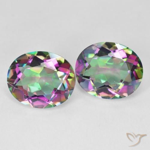 Pedras preciosas de quartzo místico multicolorido natural de 9,31 ct, corte oval, VVS-VS