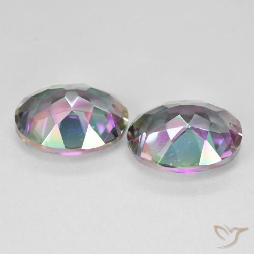 Pedras preciosas de quartzo místico multicolorido natural de 9,31 ct, corte oval, VVS-VS