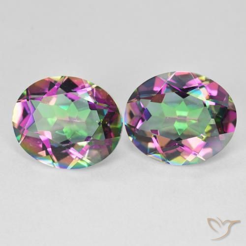 Pedras preciosas de Quartzo Místico Multicolorido natural de 8.78 ct, Corte Oval, VVS-VS