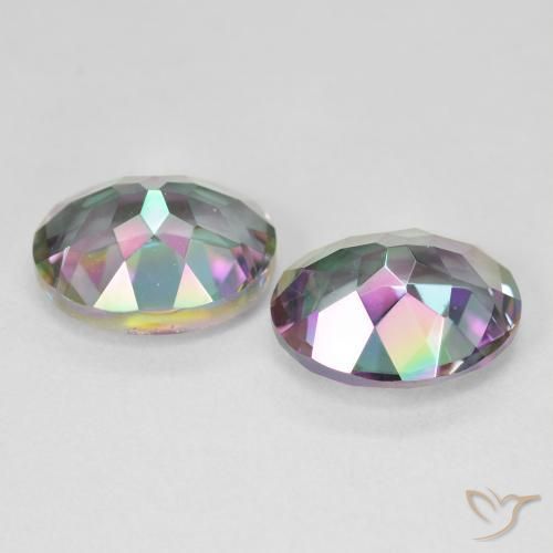 Pedras preciosas de Quartzo Místico Multicolorido natural de 8.78 ct, Corte Oval, VVS-VS