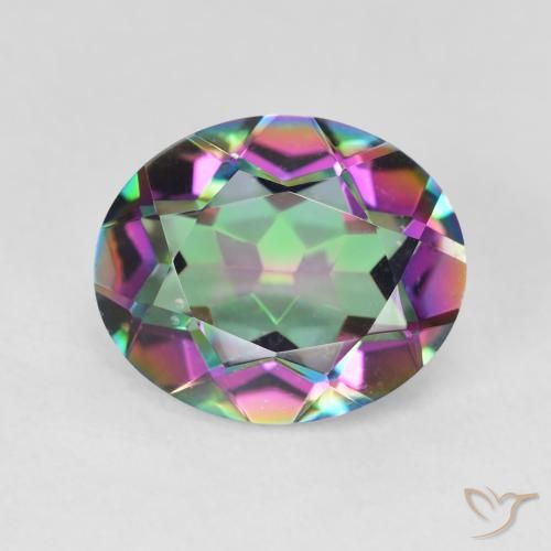 Quartzo místico multicolorido natural 4,10ct, corte oval, VVS