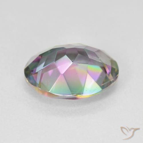 Quartzo místico multicolorido natural 4,10ct, corte oval, VVS