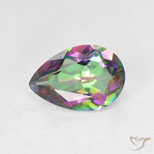 1.76ct Natural Multicolorido Quartzo Místico, Formato de pêra, VVS-VS