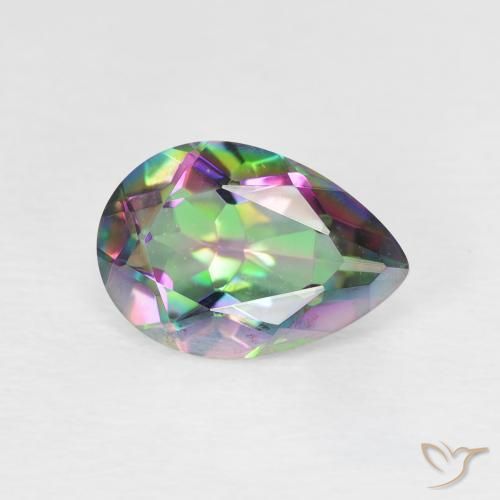 Quartzo Místico Multicolorido Natural 1.76ct, Formato de pêra, VVS-VS