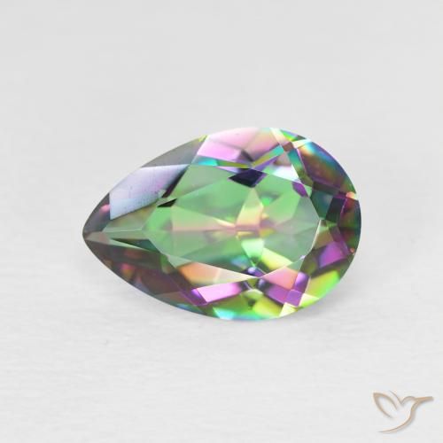 1.86ct Natural Multicolorido Quartzo Místico, Formato de pêra, VVS-VS