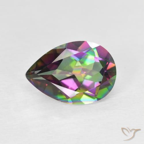 1.78ct Natural Multicolorido Quartzo Místico, Formato de pêra, VVS-VS