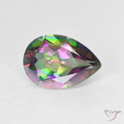 Quartzo Místico Multicolorido Natural 1.78ct, Formato de pêra, VVS-VS