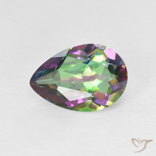 1.98ct Natural Multicolorido Quartzo Místico, Formato de pêra, VVS-VS