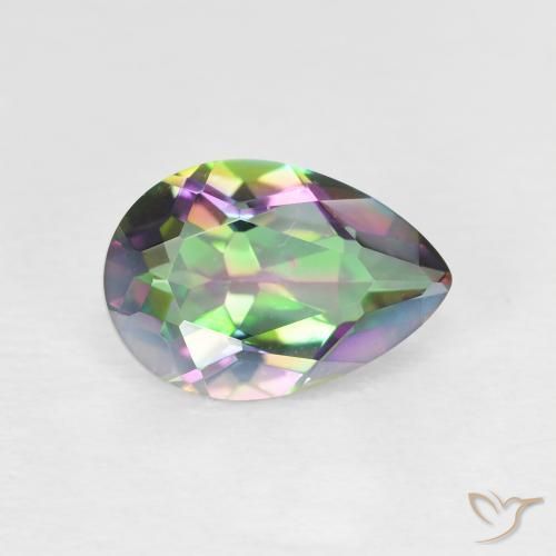 Quartzo Místico Multicolorido Natural 1.98ct, Formato de pêra, VVS-VS