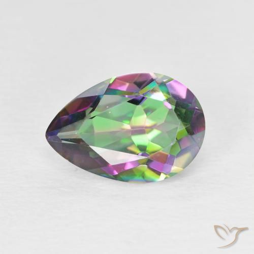 1.88ct Natural Multicolorido Quartzo Místico, Formato de pêra, VVS-VS