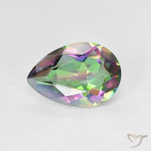 1.94ct Natural Multicolorido Quartzo Místico, Formato de pêra, VVS-VS