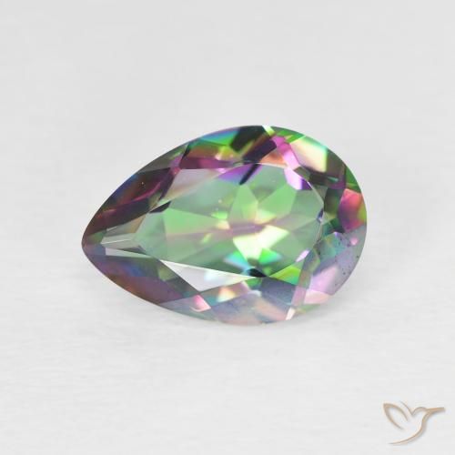 1.92ct Natural Multicolorido Quartzo Místico, Formato de pêra, VVS-VS