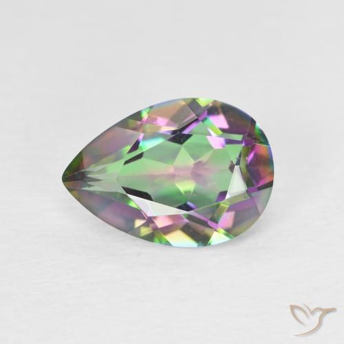 1.75ct Natural Multicolorido Quartzo Místico, Formato de pêra, VVS-VS
