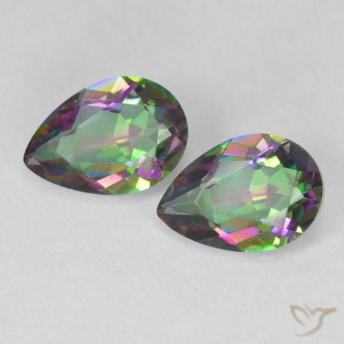 3.70ctw Natural Multicolorido Quartzo Místico, Formato de pêra, VVS-VS