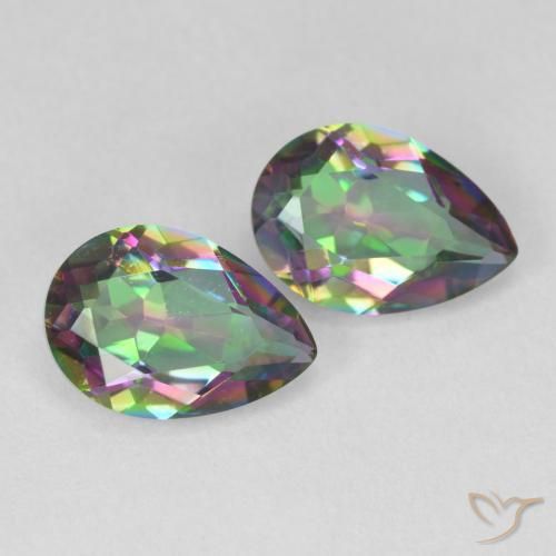 Pedras preciosas de Quartzo Místico Multicolorido natural de 3.70 ct, Formato de pêra, VVS-VS