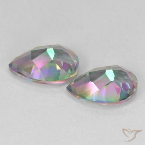 Pedras preciosas de Quartzo Místico Multicolorido natural de 3.70 ct, Formato de pêra, VVS-VS