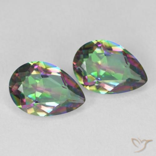 3.86ctw Natural Multicolorido Quartzo Místico, Formato de pêra, VVS-VS
