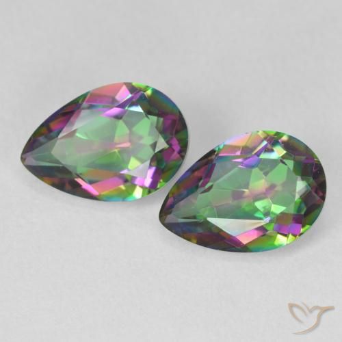 Pedras preciosas de quartzo místico multicolorido natural de 3,86 ct, formato de pêra, VVS-VS